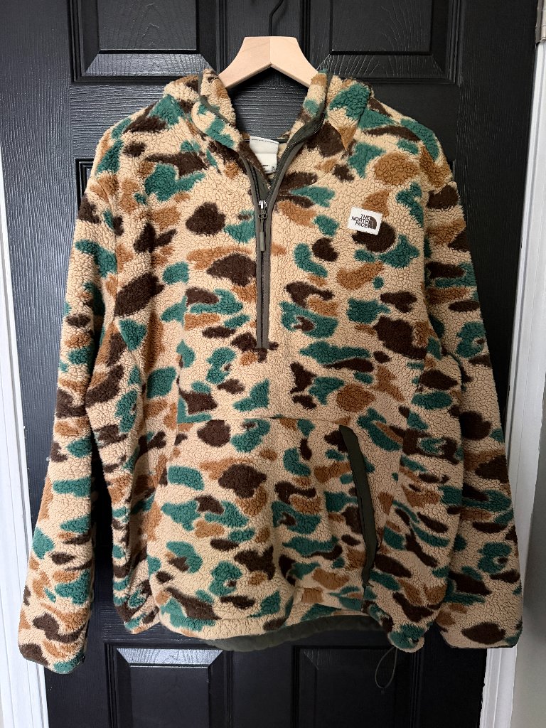 North Face Camo Fleece Hoodie Mens Womens Unizes Green Tan Brown Xxl